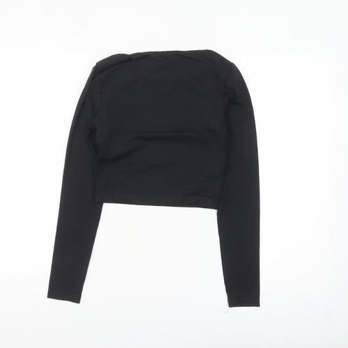 Kookai Women’s Black Cropped Long Sleeve Stretch Top Size S