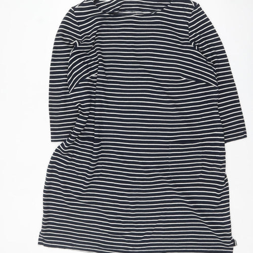 Marks and Spencer Per Una Women's Black Stripe 3/4 Sleeve Shift Dress Size 24