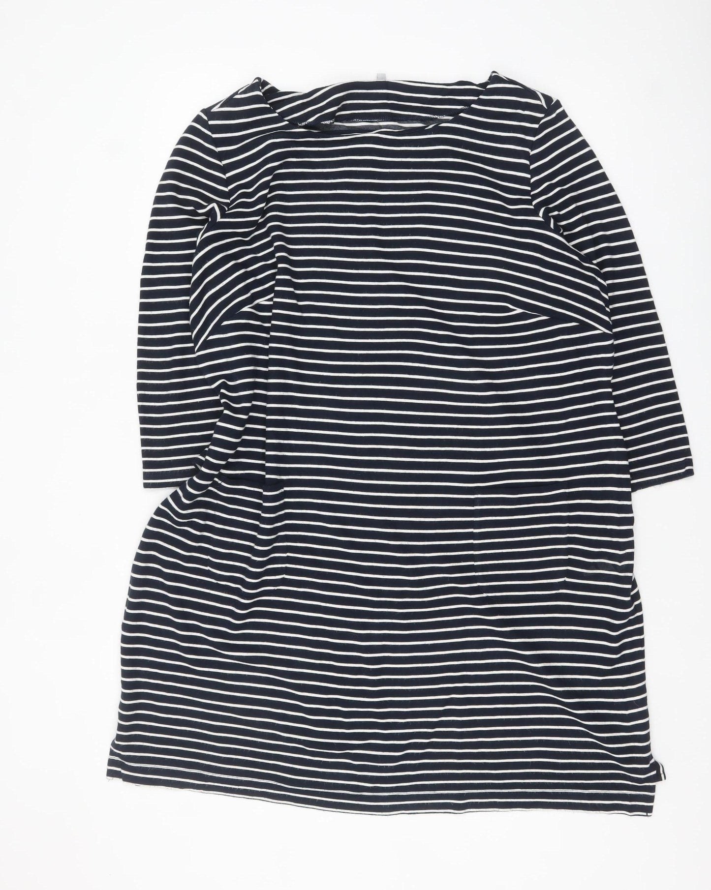 Marks and Spencer Per Una Women's Black Stripe 3/4 Sleeve Shift Dress Size 24