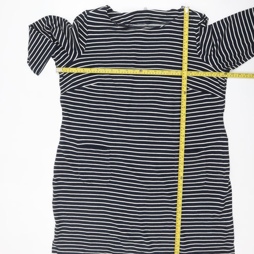 Marks and Spencer Per Una Women's Black Stripe 3/4 Sleeve Shift Dress Size 24