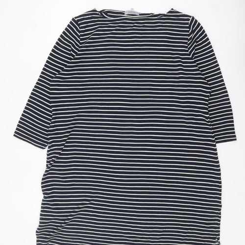 Marks and Spencer Per Una Women's Black Stripe 3/4 Sleeve Shift Dress Size 24