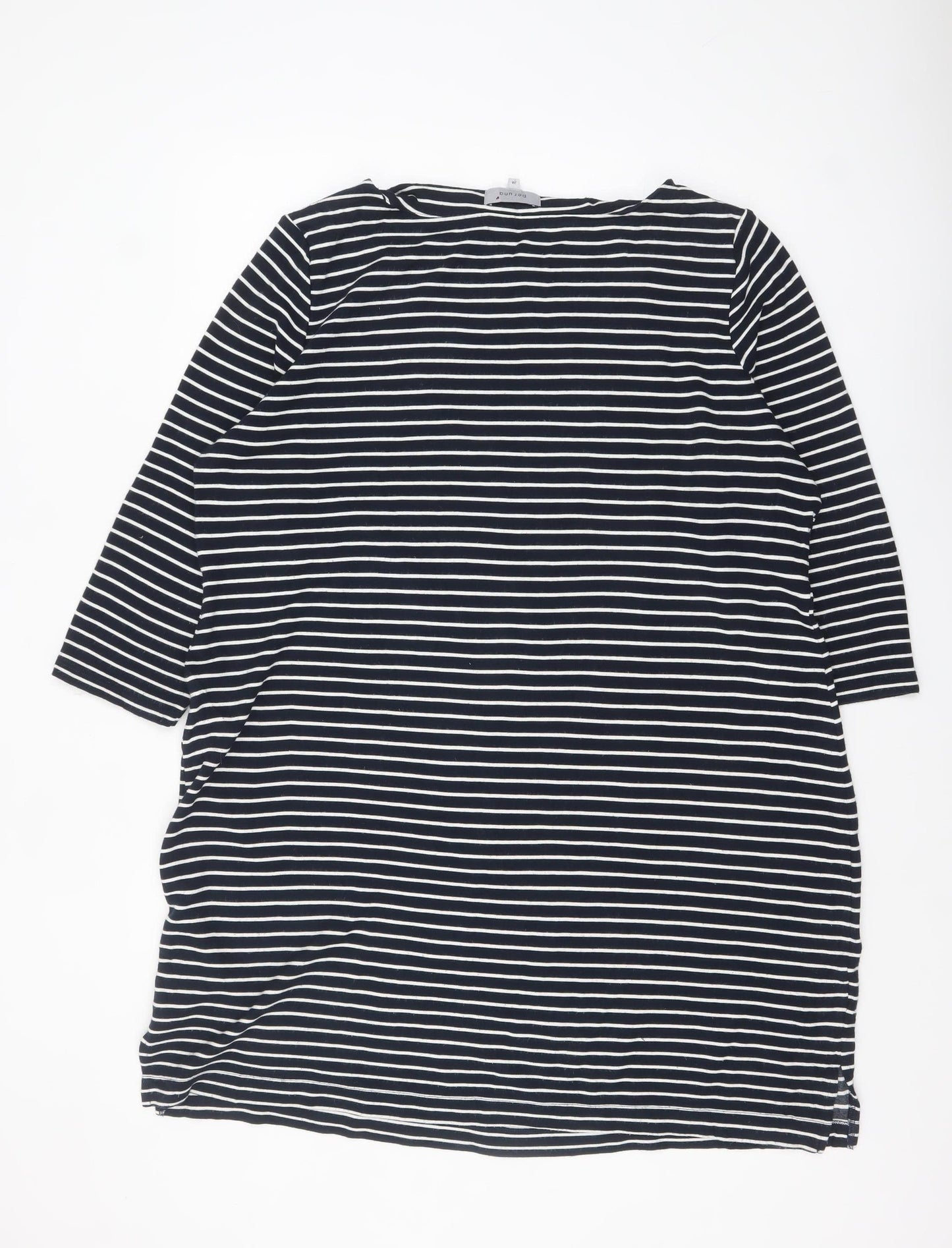 Marks and Spencer Per Una Women's Black Stripe 3/4 Sleeve Shift Dress Size 24