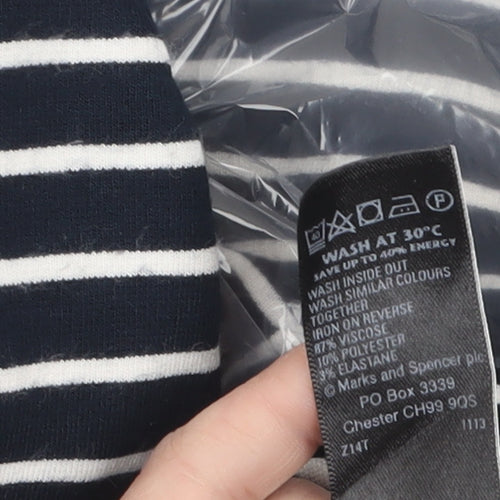 Marks and Spencer Per Una Women's Black Stripe 3/4 Sleeve Shift Dress Size 24