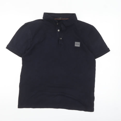 Hugo Boss Men's Slim Fit Black Polo Shirt Size L Cotton Blend