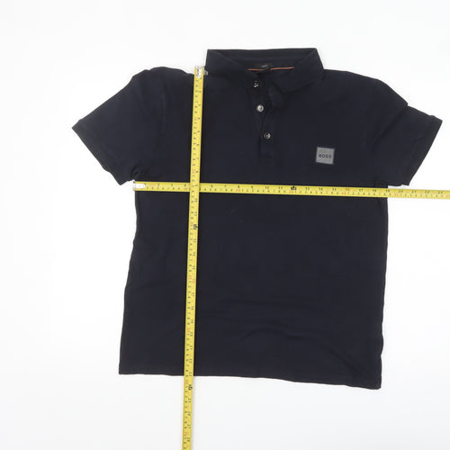 Hugo Boss Men's Slim Fit Black Polo Shirt Size L Cotton Blend