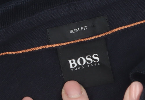 Hugo Boss Men's Slim Fit Black Polo Shirt Size L Cotton Blend