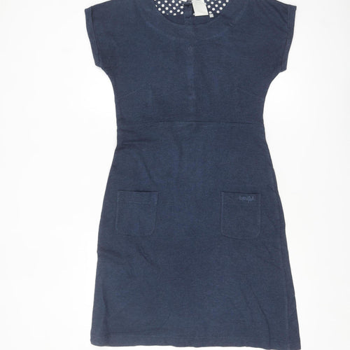Weird Fish Women's Blue Jersey Shift Dress Size 10 Casual