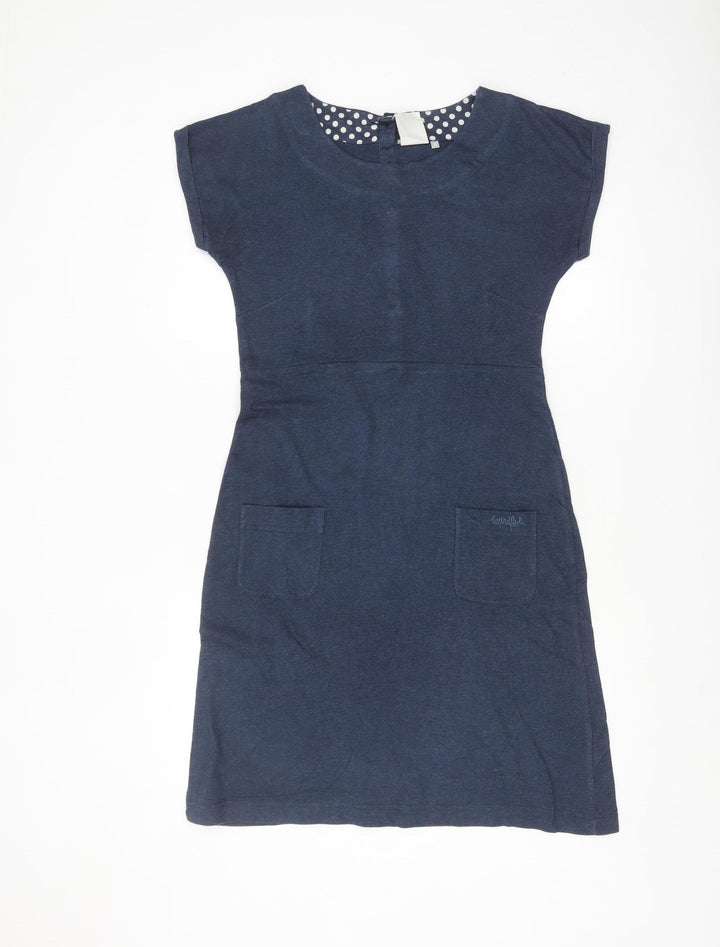 Weird Fish Women's Blue Jersey Shift Dress Size 10 Casual