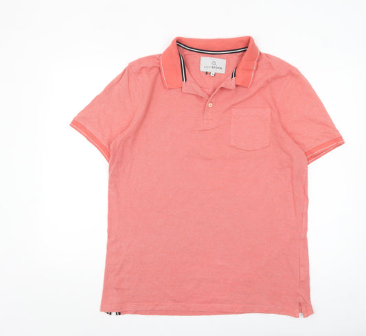 Lost Stock Men's Pink Short Sleeve Cotton Polo Shirt Size M