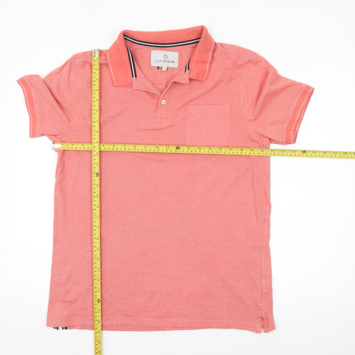 Lost Stock Men's Pink Short Sleeve Cotton Polo Shirt Size M