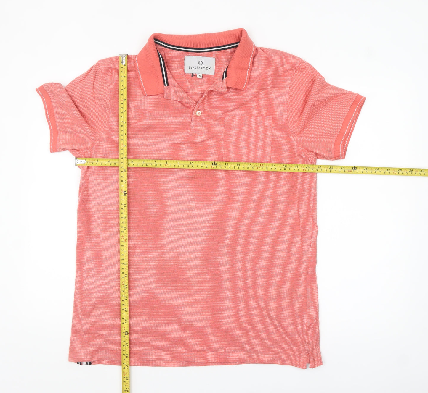 Lost Stock Men's Pink Short Sleeve Cotton Polo Shirt Size M