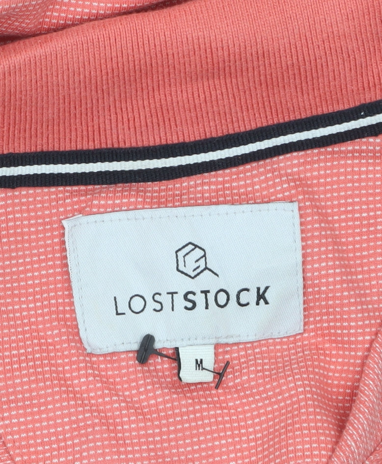 Lost Stock Men's Pink Short Sleeve Cotton Polo Shirt Size M