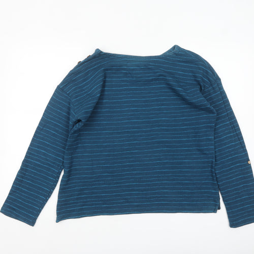 Mantaray Women Blue Striped Cotton Tunic Blouse Size 10