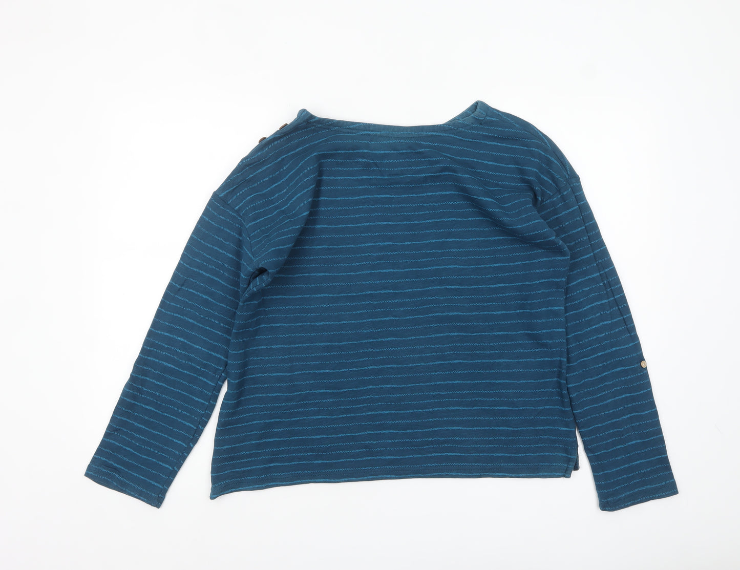 Mantaray Women Blue Striped Cotton Tunic Blouse Size 10
