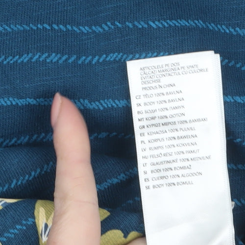 Mantaray Women Blue Striped Cotton Tunic Blouse Size 10