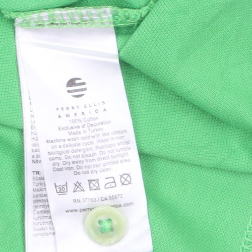 Perry Ellis America Men's Green Cotton Polo Shirt Size M