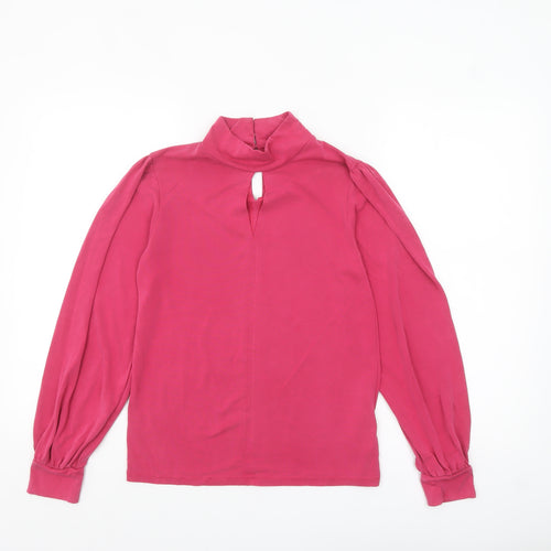 Marks and Spencer Women's Pink Long Sleeve Mock Neck Top Size 6