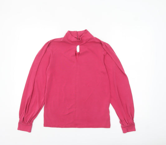 Marks and Spencer Women's Pink Long Sleeve Mock Neck Top Size 6