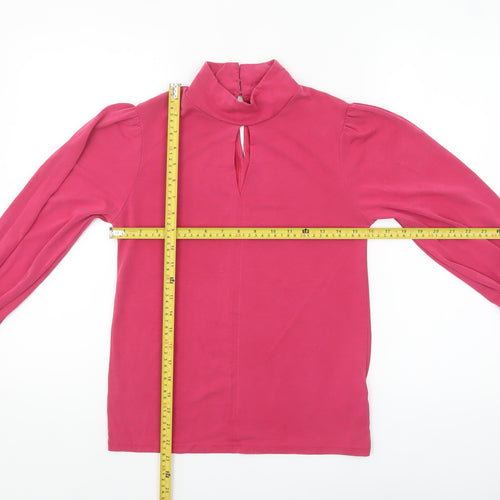 Marks and Spencer Women's Pink Long Sleeve Mock Neck Top Size 6