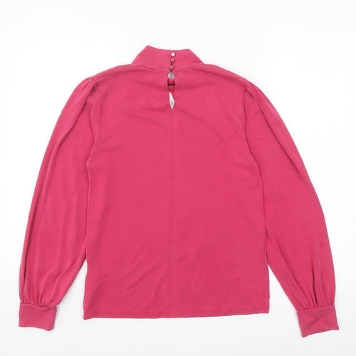 Marks and Spencer Women's Pink Long Sleeve Mock Neck Top Size 6