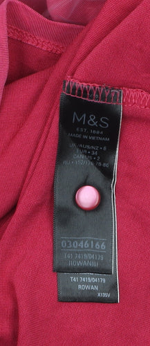 Marks and Spencer Women's Pink Long Sleeve Mock Neck Top Size 6