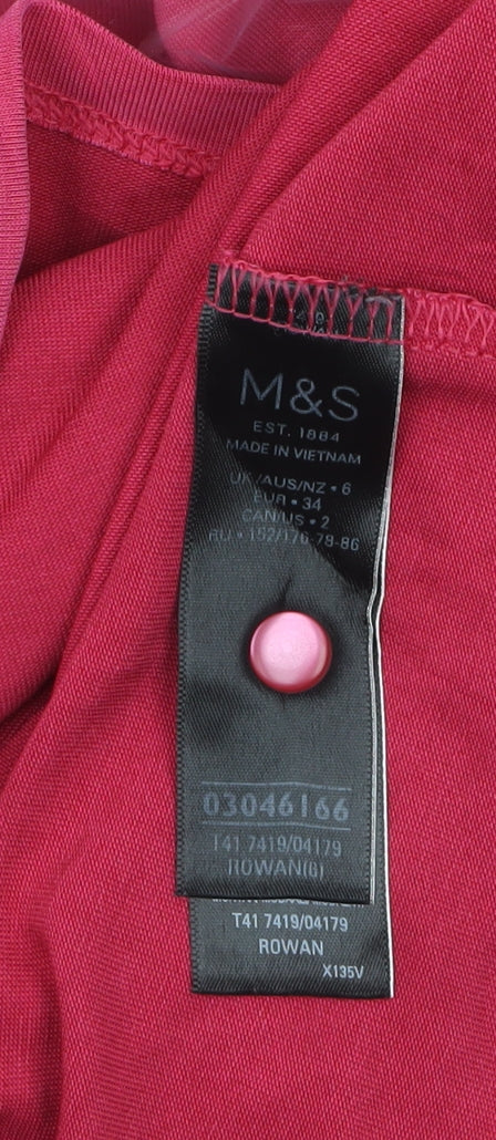 Marks and Spencer Women's Pink Long Sleeve Mock Neck Top Size 6