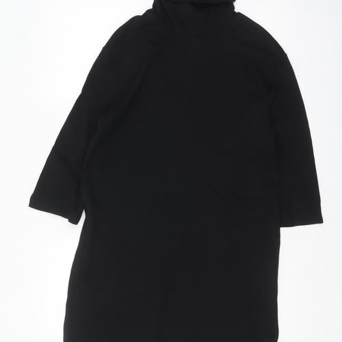 Zara Women Black Roll Neck Shift Jersey Dress Size S