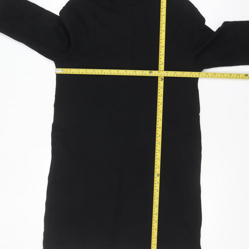 Zara Women Black Roll Neck Shift Jersey Dress Size S