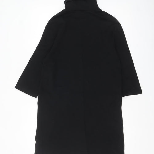 Zara Women Black Roll Neck Shift Jersey Dress Size S