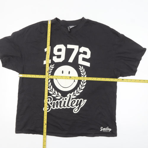 H&M Divided Smiley Originals Men's Black 1972 Graphic Cotton T-Shirt M