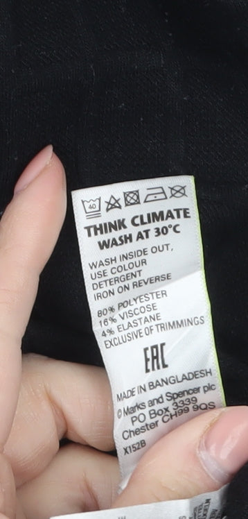 Marks and Spencer Women's Black Long Sleeve Basic Jersey Top UK 12