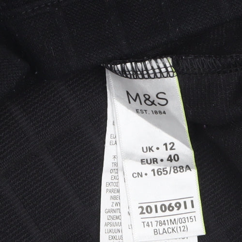 Marks and Spencer Women's Black Long Sleeve Basic Jersey Top UK 12
