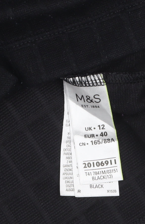 Marks and Spencer Women's Black Long Sleeve Basic Jersey Top UK 12
