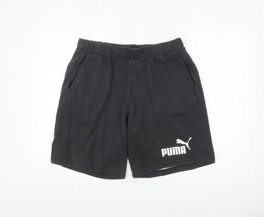 Puma Men Black Sweat Shorts L Elastic Waist Pockets