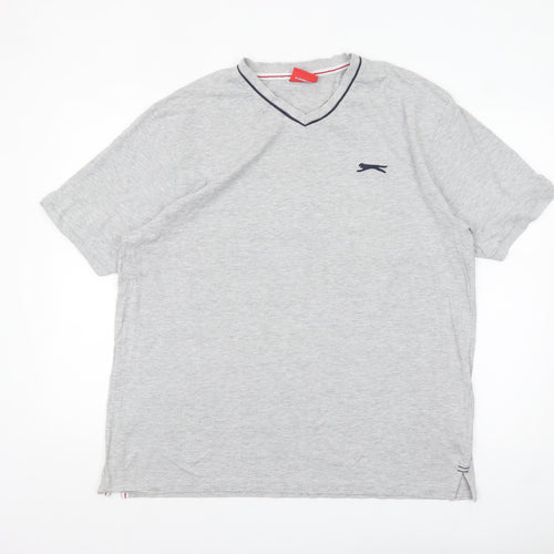 Slazenger Men's Grey V-Neck Short Sleeve Classic Fit T-Shirt XL