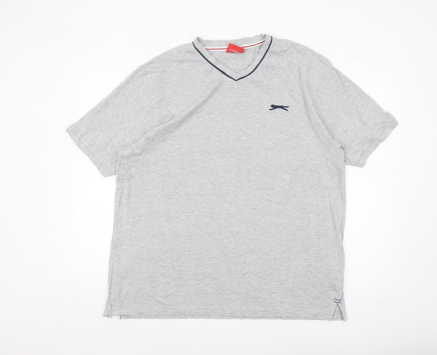 Slazenger Men's Grey V-Neck Short Sleeve Classic Fit T-Shirt XL
