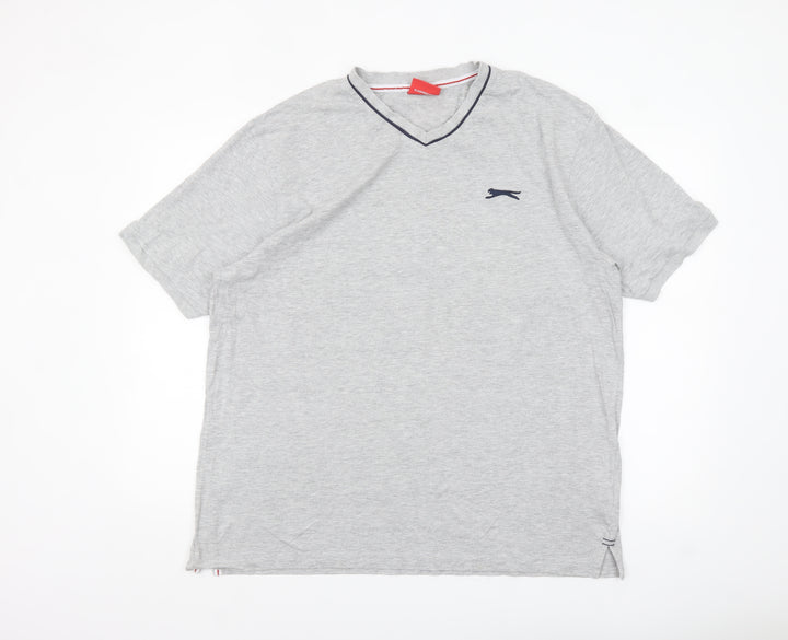 Slazenger Men's Grey V-Neck Short Sleeve Classic Fit T-Shirt XL