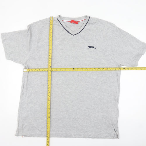Slazenger Men's Grey V-Neck Short Sleeve Classic Fit T-Shirt XL