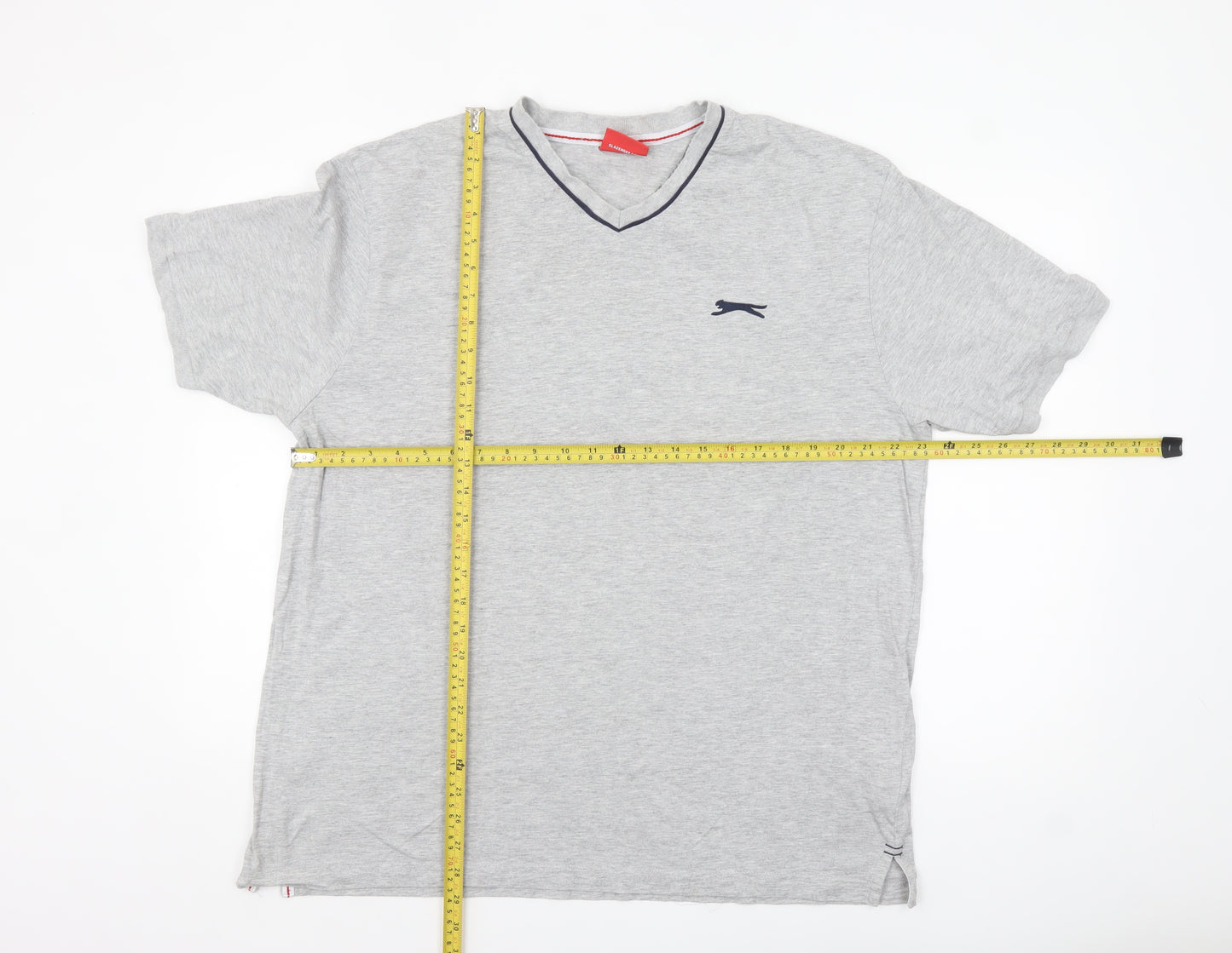 Slazenger Men's Grey V-Neck Short Sleeve Classic Fit T-Shirt XL