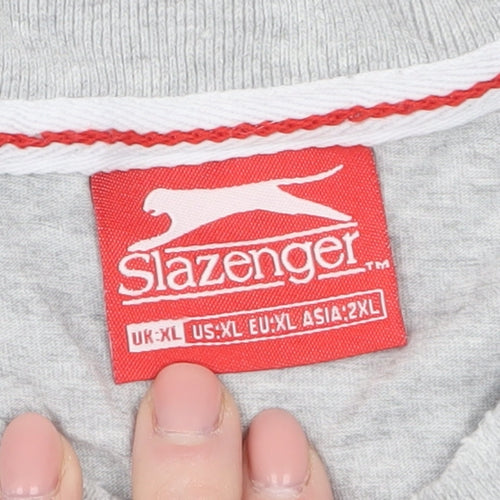 Slazenger Men's Grey V-Neck Short Sleeve Classic Fit T-Shirt XL