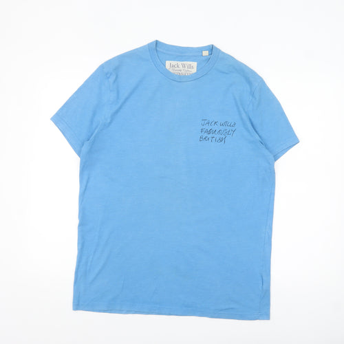 Jack Wills Men's Blue Regular Fit Crew Neck Cotton T-Shirt Size M