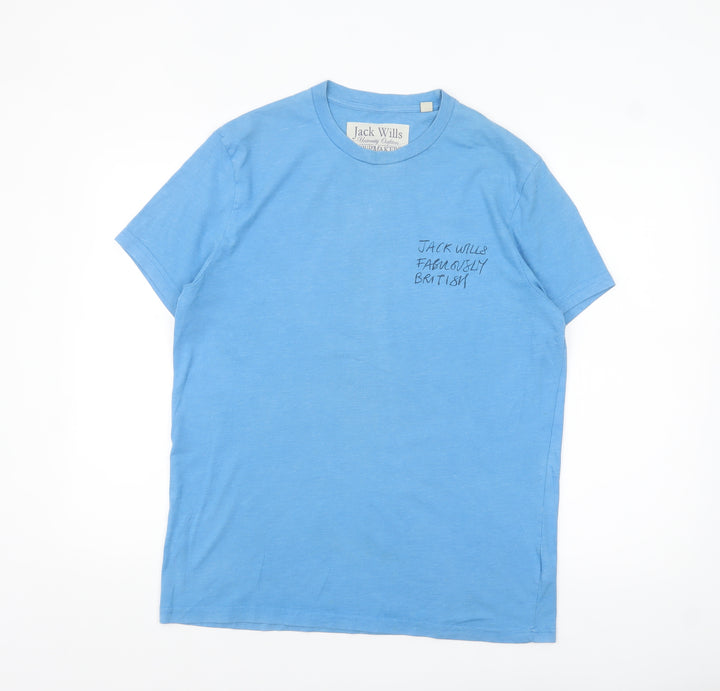 Jack Wills Men's Blue Regular Fit Crew Neck Cotton T-Shirt Size M