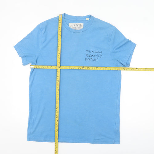 Jack Wills Men's Blue Regular Fit Crew Neck Cotton T-Shirt Size M