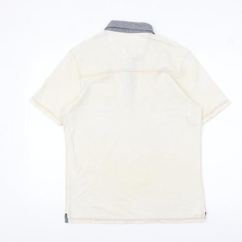 Next Men’s Beige Cotton Short Sleeve Polo Shirt Size Small