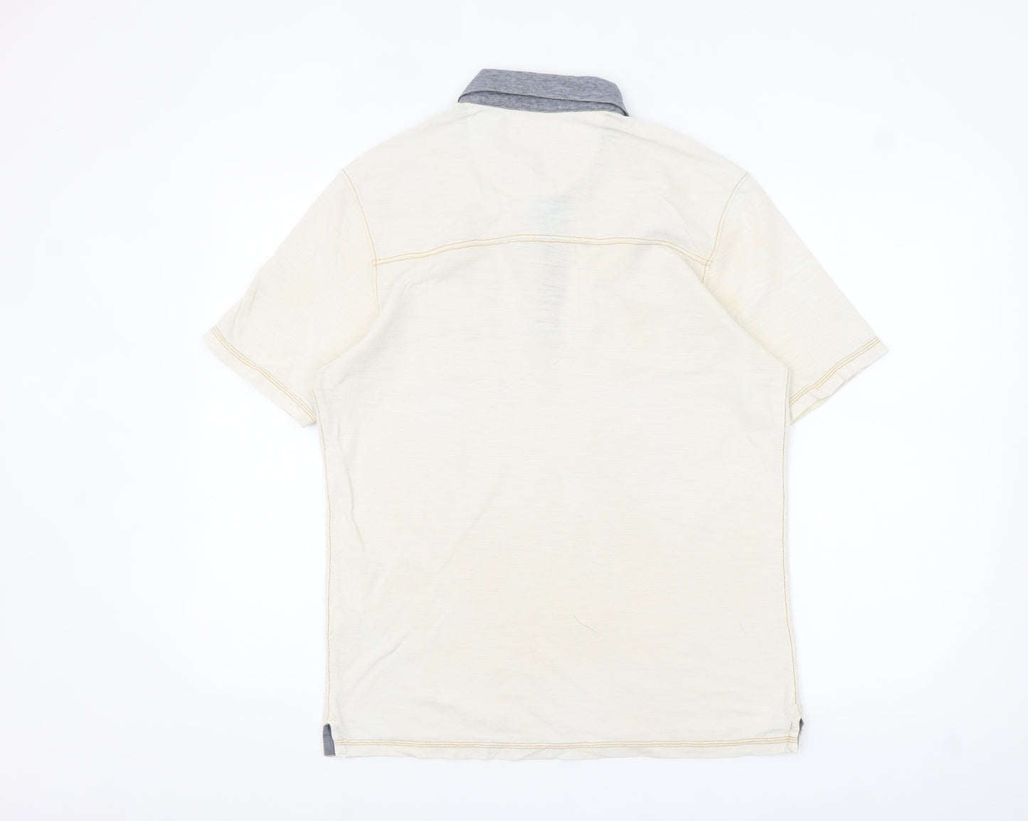 Next Men’s Beige Cotton Short Sleeve Polo Shirt Size Small
