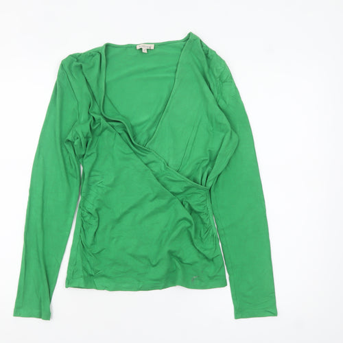 Kettlewell Women's Green Wrap Jersey Long Sleeve Blouse Size S