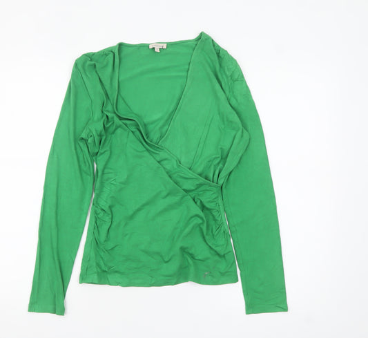 Kettlewell Women's Green Wrap Jersey Long Sleeve Blouse Size S