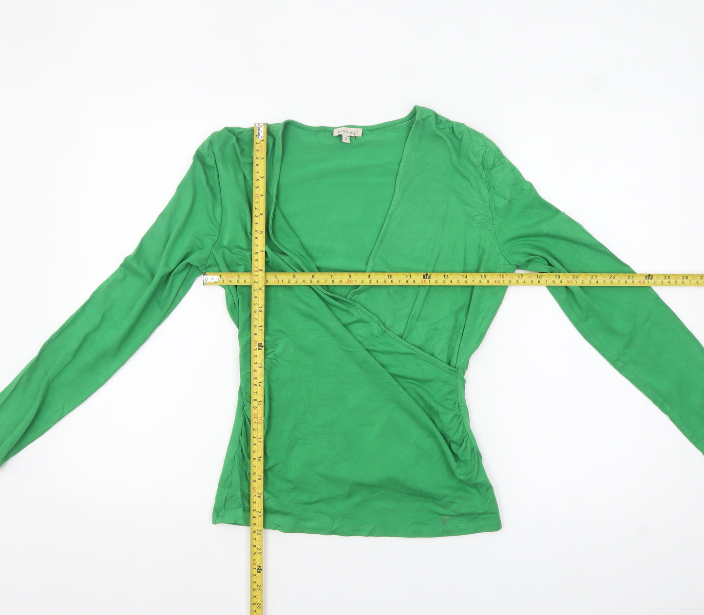 Kettlewell Women's Green Wrap Jersey Long Sleeve Blouse Size S
