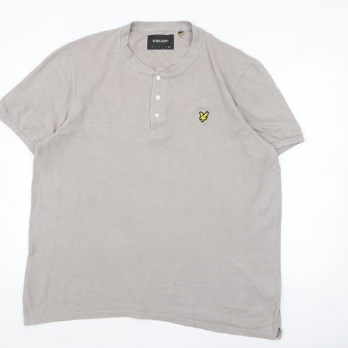 Lyle & Scott Men's Grey 2XL Henley Polo Shirt 100% Cotton