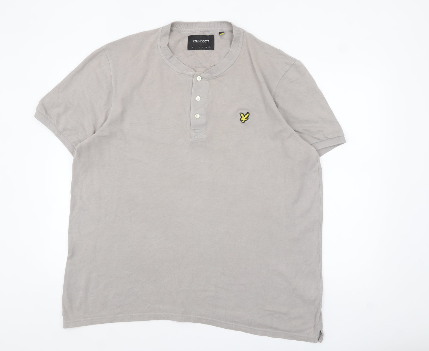Lyle & Scott Men's Grey 2XL Henley Polo Shirt 100% Cotton